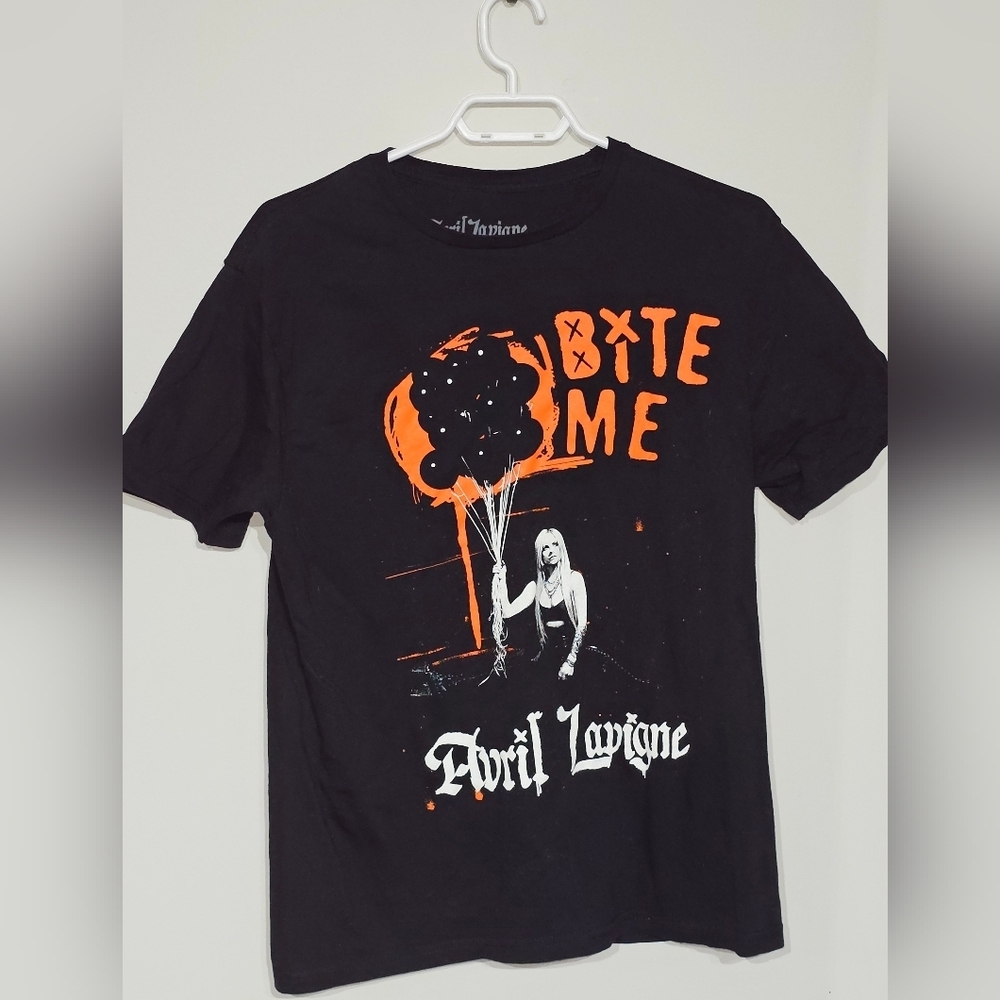 Avril Lavigne Bite Me Tour European Date Black Tee Shirt Size M